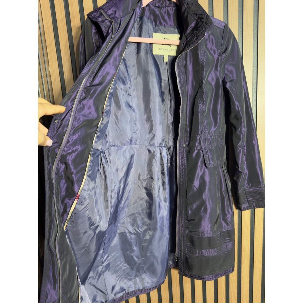Burberry London Metallic Purple Nylon Trench Coat Jacket Made in Italy Size 6 - Picture 5 of 16